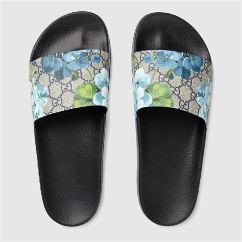 gucci supreme slides men's|gucci gg blooms slides.